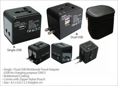 Travel USB Adapter With Zipper Pouch