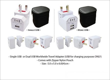 Easy Travel USB Adapter with zipper pouch