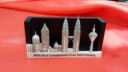 Pewter Card Holder With Wood Holder