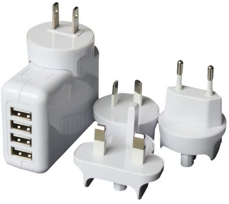 Universal Travel Adapter With 4 Exchangeable Port