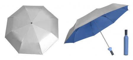 21" silver coated bottle umbrella-blue