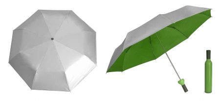 21" silver coated bottle umbrella-green