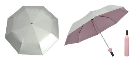 21" silver coated bottle umbrella-pink