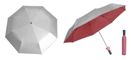 21" silver coated bottle umbrella-red