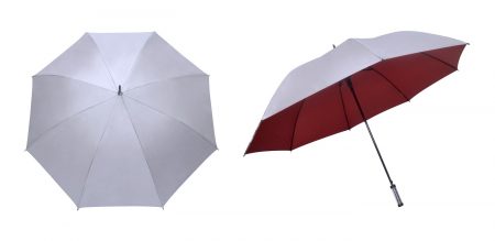 30" silver coated manual umbrella-red