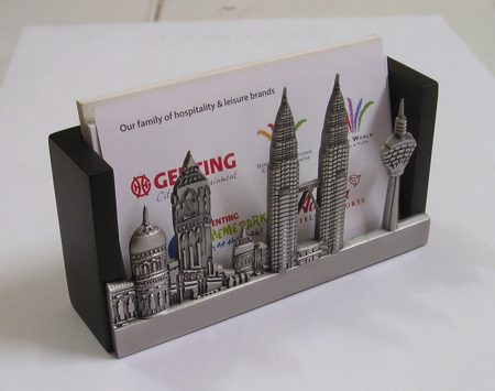KLCC Pewter wooden Card Holder