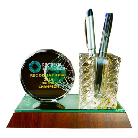 Crystal Pen Holder & Crystal Medal