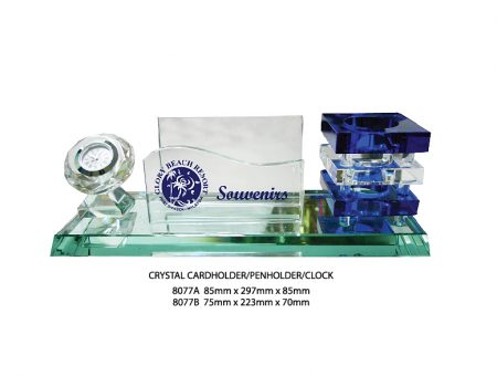 Crystal Card Holder , Pen Holder & Clock
