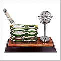 Wooden Acrylic Pen Holder with Clock 7105