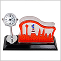 Wooden Acrylic Name Card Holder with Clock 7110