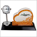 Wooden Acrylic Name Card Holder with Clock 7111