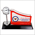 Wooden Acrylic Name Card Holder with Clock 7113