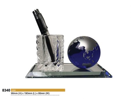 Crystal Desktop Pen holder With Globe