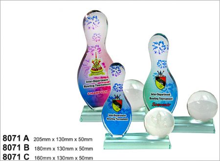 Crystal Glass Bowling Trophy 8071