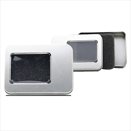 Metal tin box-half window