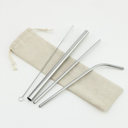 4pc Straw Set - Silver