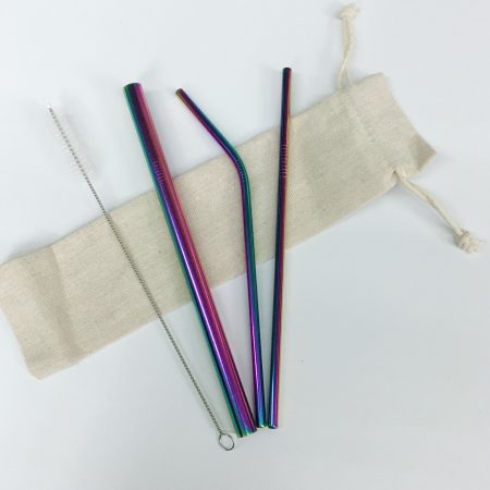 4pc Straw Set - Rainbow