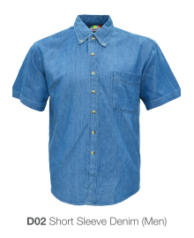 Short Sleeves Denim Shirt -Male
