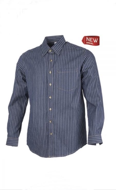 Fined soft denim (Male)-Navy/White Stripe