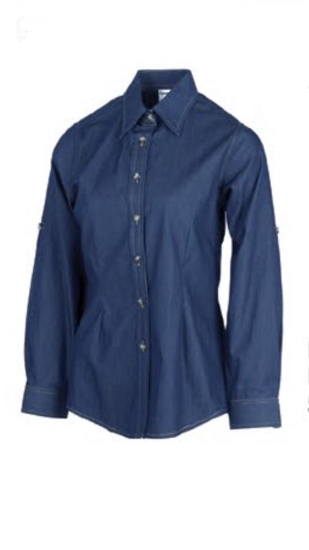 Fine Soft Denim Shirt (Female)-Navy