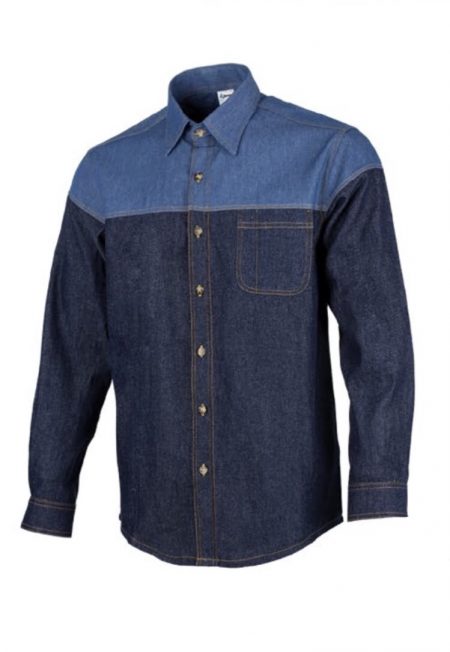 Denim Shirt (Male)-Navy/Light Blue