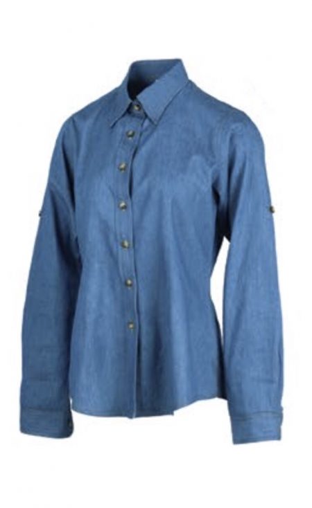 Fine Soft Denim Shirt (Female)-Light Blue