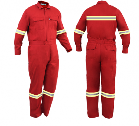 Coverall /Safety Jacket Suit with Reflector - Red /Green