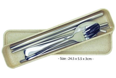 7pc Stainless Steel Straw And Cutlery Set