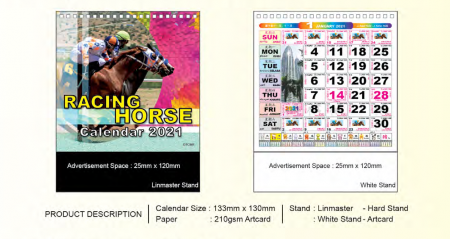 Mini Racing Horse Calendar with Stand
