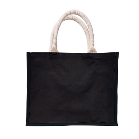 BIG LAMINATED CANVAS BAG / CANVAS TOTE BAG-BEIGE HANDLE