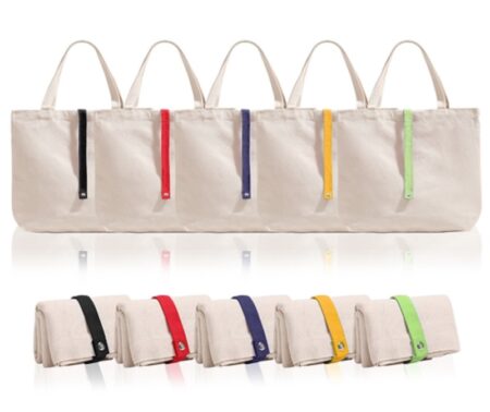 Foldable Canvas Bag with Color Strap -12oz