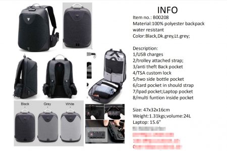 Artic Hunter Laptop Backpack Anti-Theft : B00208