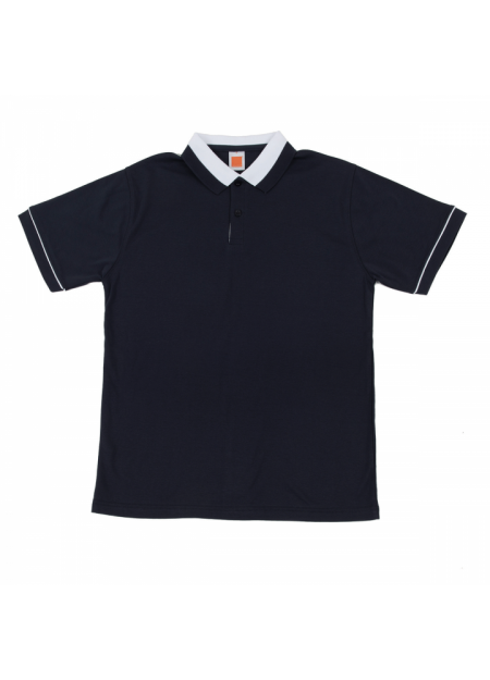 Cotton Interlock Polo T-shirt CI12 - Navy/ White