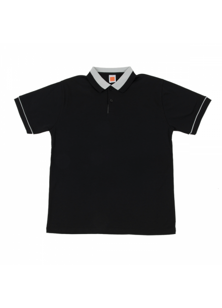 Cotton Interlock Polo T-shirt CI12 - Black/ Light Grey