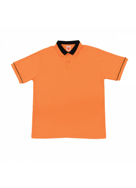 Cotton Interlock Polo T-shirt CI12 - Orange/ Black