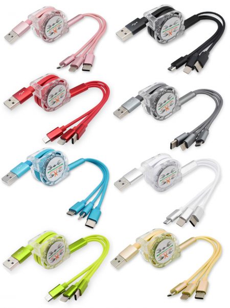 3 in 1 Retractable USB Cable