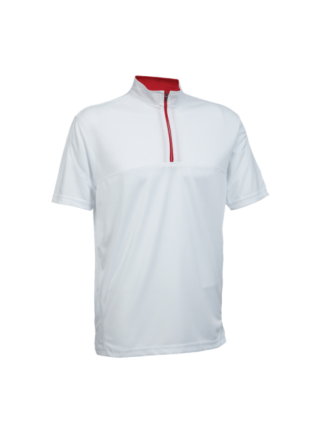 Quick Dry Microfibre With Zip Neck OREN SPORT QD1800 - White/ Red