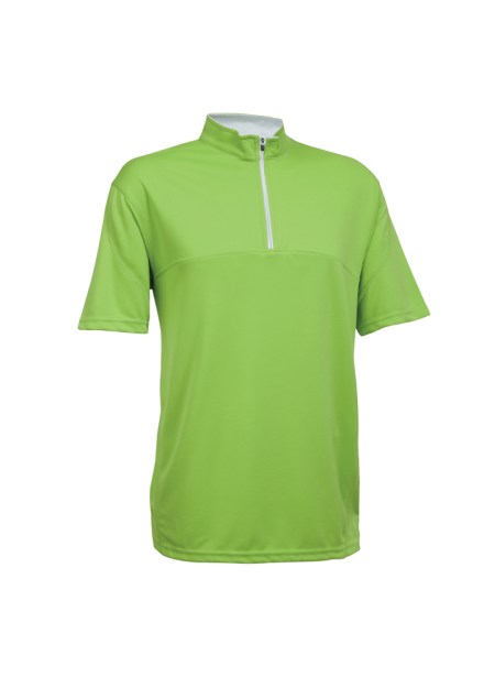 Quick Dry Microfibre With Zip Neck OREN SPORT QD1813 - Lime Green/ White
