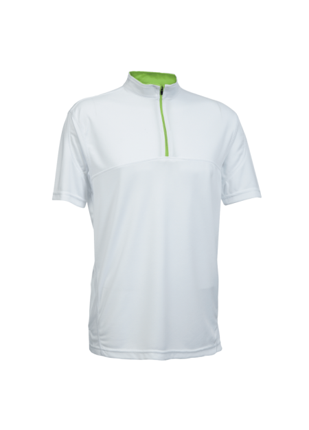Quick Dry Microfibre With Zip Neck OREN SPORT QD1833 - White/ Lime Green