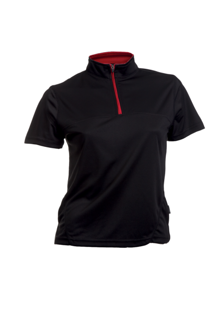 Quick Dry Microfibre With Zip Neck OREN SPORT QD2102 (Female) - Black/ Red