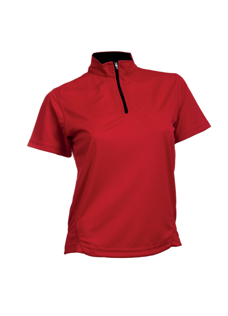 Quick Dry Microfibre With Zip Neck OREN SPORT QD2105 (Female) - Red/ Black