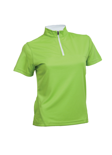 Quick Dry Microfibre With Zip Neck OREN SPORT QD2113 (Female) - Lime Green/ White