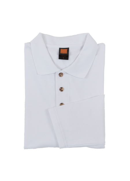Long Sleeve Honeycomb Plain Collar T-shirt OREN SPORT HC0900 230gsm - White