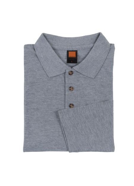 Long Sleeve Honeycomb Plain Collar T-shirt OREN SPORT HC0909 230gsm - Ash Grey
