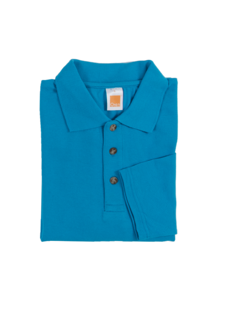 Long Sleeve Honeycomb Plain Collar T-shirt OREN SPORT HC0928 230gsm - Sea Blue