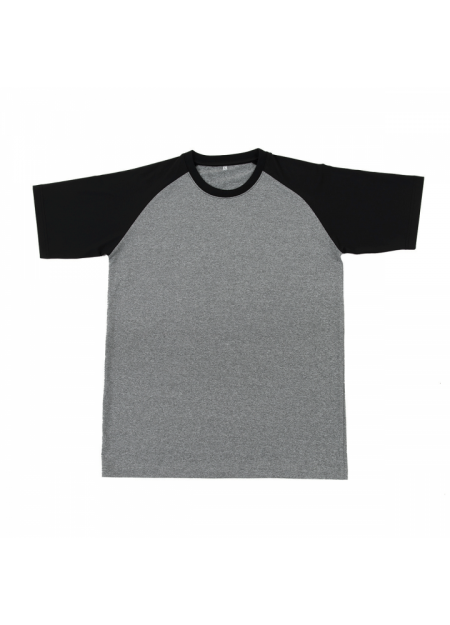 100% Cationic Polyester Quick Dry Round Neck QD4809 150GSM - Ash Grey/ Black