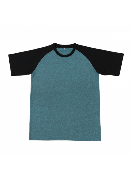 100% Cationic Polyester Quick Dry Round Neck QD4810 150GSM- Light Blue/ Black