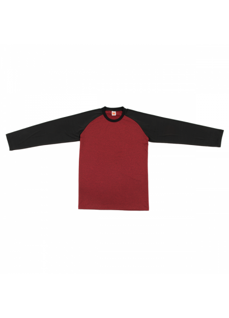 100% Cationic Polyester Quick Dry Round Neck Long Sleeve QD49 140GSM - Red/ Black