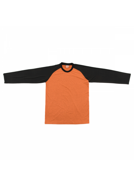 100% Cationic Polyester Quick Dry Round Neck Long Sleeve QD49 140GSM - Orange/ Black