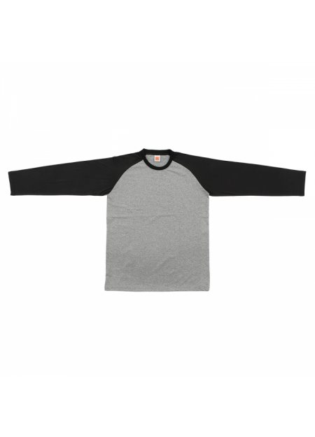 100% Cationic Polyester Quick Dry Round Neck Long Sleeve QD49 140GSM - Ash Grey/ Black